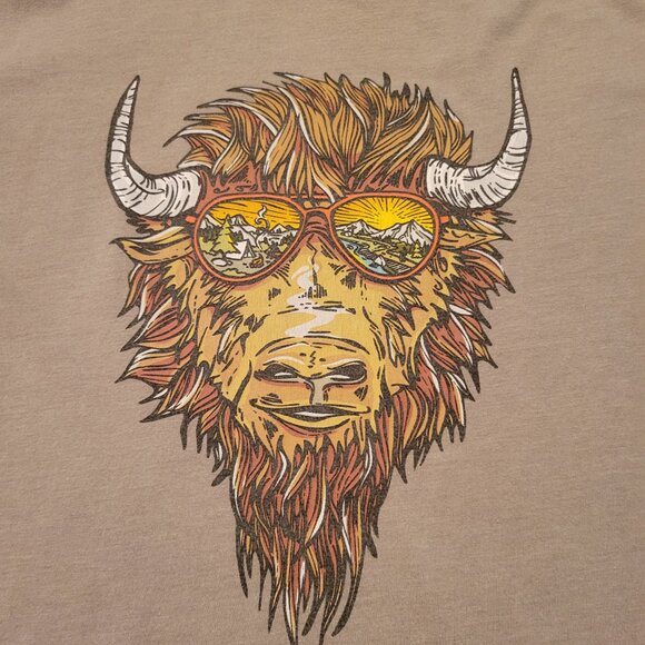 Wild Tribute Buffalo Graphic T-Shirt Brown Size Small Casual Outdoor Tee Brown - Picture 8 of 8